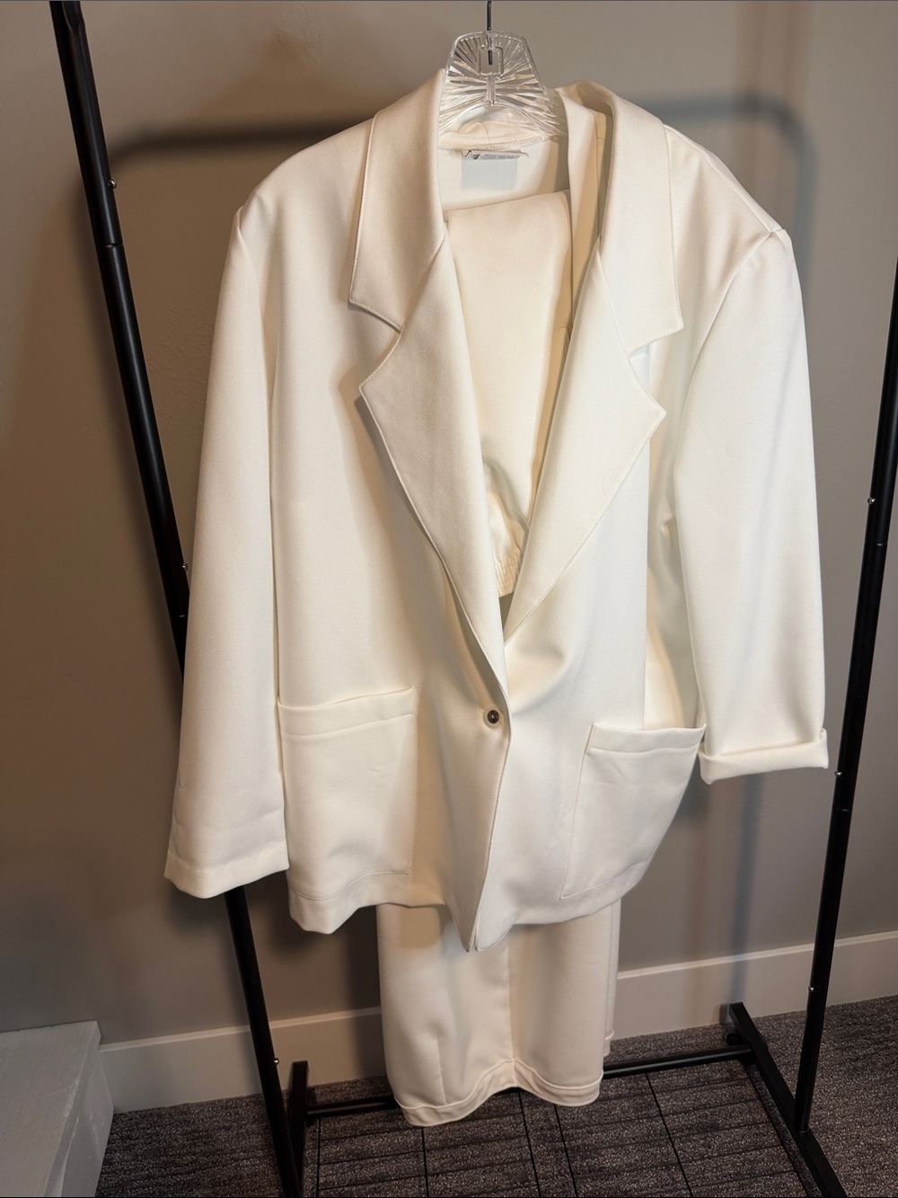 Women's Cream Suit Set- Blazer, Blouse, Pants and Skirt